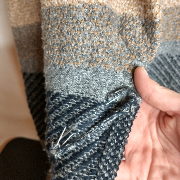 Chico's Multi Stripe Coatigan with safety pin closure, size 3/L/16 - Picture 11 of 14